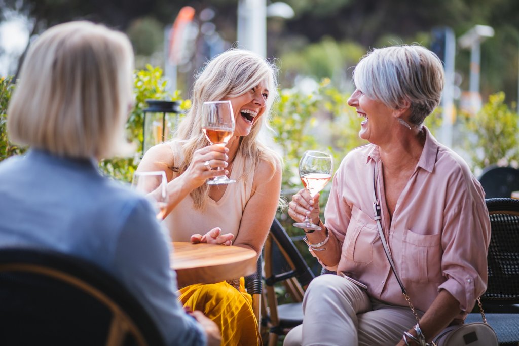 Mature Women Drinking Wine