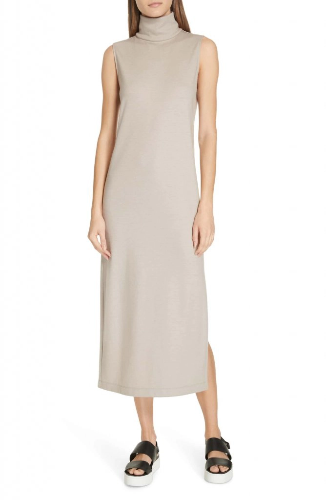 Vince Sleeveless Turtleneck Wool Blend Dress