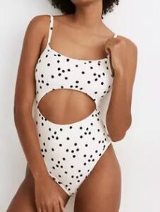 Madewell Second Wave Cutout One-Piece Swimsuit in Dot Toss