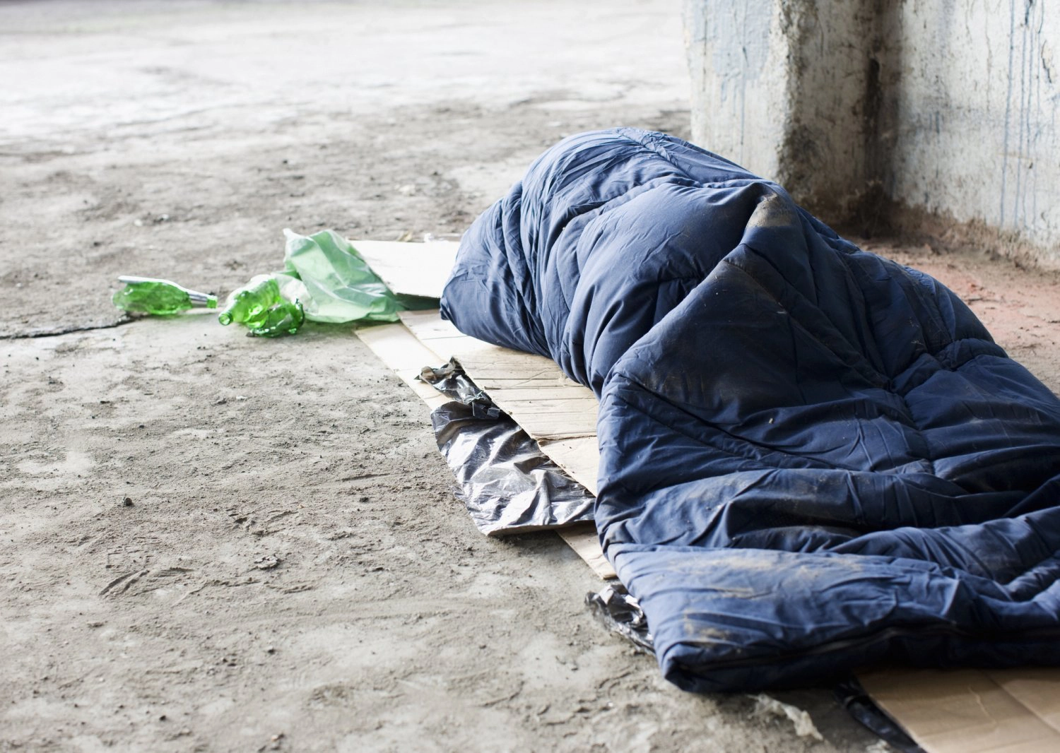Sleeping like homeless people for a nigh