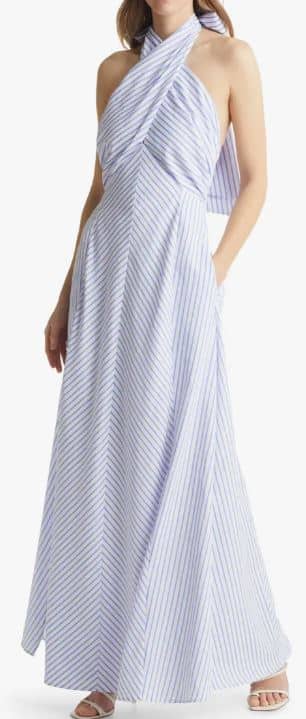 Stripe Halter Maxi Dress