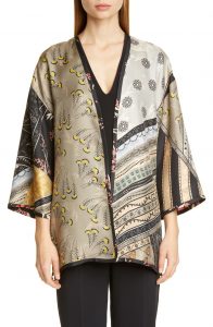 Kesa Reversible Mixed Floral Print Silk Kimono Jacket