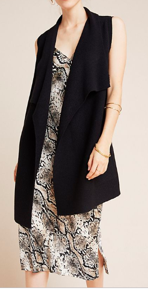 Long Black Knit vest makes the perfect transitional piece of clothing