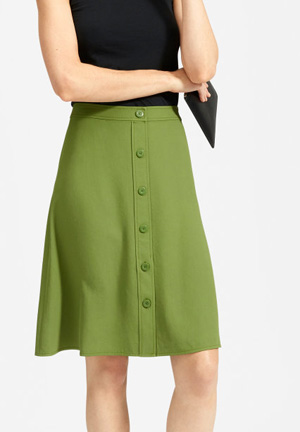 fig green a-line knee length skirt by everlane