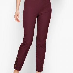 burgundy slim fit ankle pants for fall