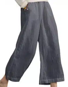  Casual Loose Elastic Waist Cotton Trouser