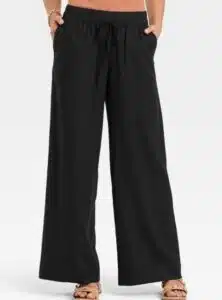 High-Rise Wide Leg Linen Pull-On Pants