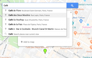 When using Google My Maps you can add destinations by dropping a pin.