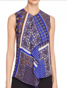 Sleeveless Scarf Prints add a pop of color. 