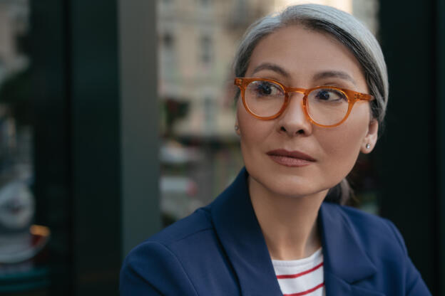 Woman in stylish eyeglasses