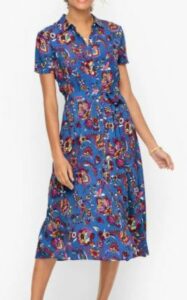 Robe chemise boutonnée à la taille nouée sur le devant Talbots