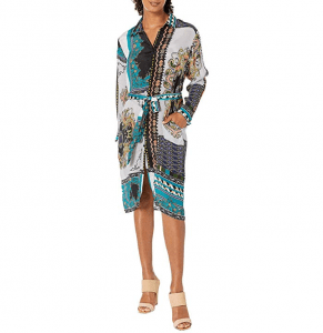 The Tolani Alice Dress is a bold scarf print.