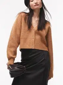 Waffle Knit Crop Cardigan