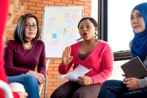 group of women on a board after leaving the workplace
