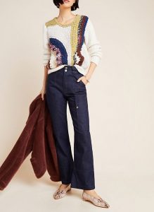 These denim trousers can work for business casual when paired with the right blouse.