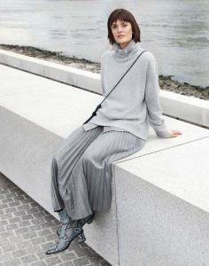 A monochromatic look with soft edges can be chic for the office.