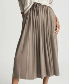 Reiss Ariella Fine Jersey Pleated Midi Skirt
