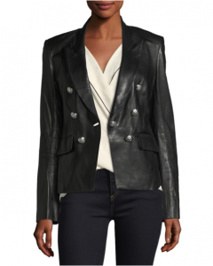 the button details on this leather blazer add a fun detail. 