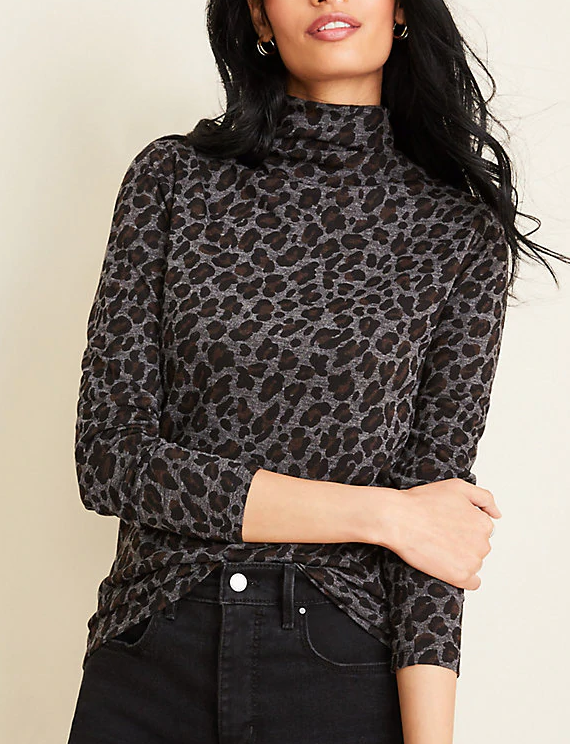 Ann Taylor Cheetah Print Turtleneck Top