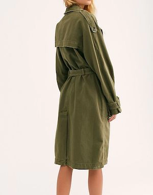 Olive trench coat in cotton