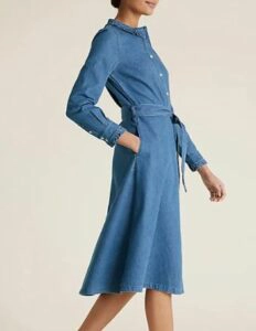 Denim Belted Midi Shirt Dress