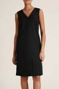 Linen V-Neck Knee Length Shift Dress