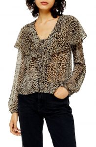 Nordstrom Leopard Print Sheer Top