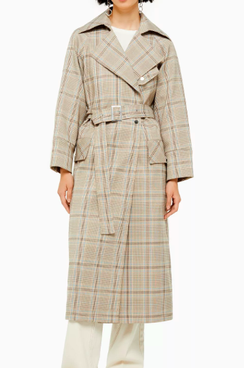 Plaid trench available in US or UK