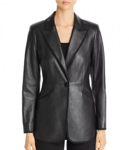 This leather blazer will add texture and be a great addition to your investment clothing closet. 