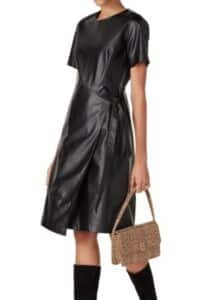 Natori Faux Leather Wrap Dress