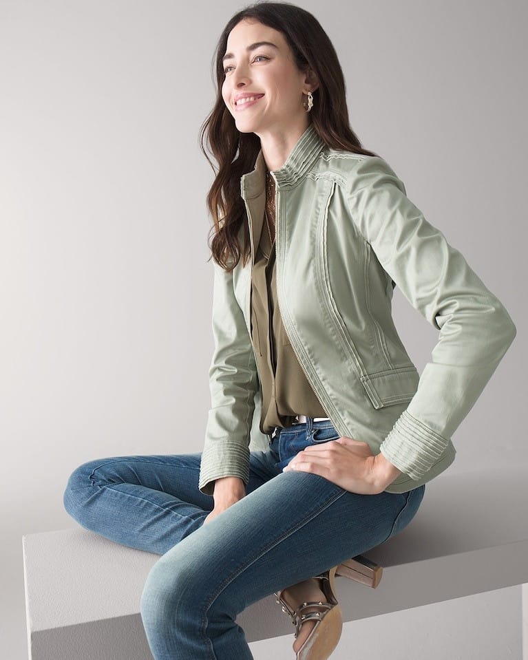 WHBM Petite Raw Edge Military Jacket