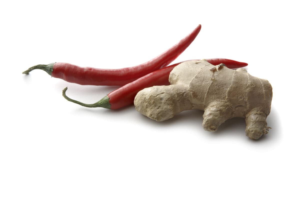 Ginger and spicy red peppers