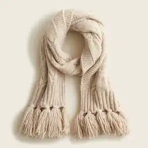 JCrew Cable Knit Fringe Scarf