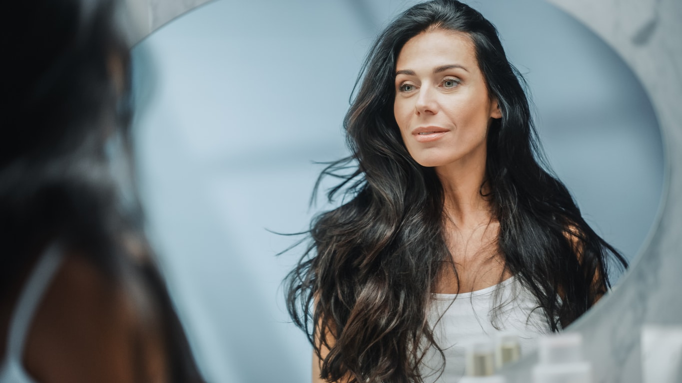 Woman with long luxurious hair