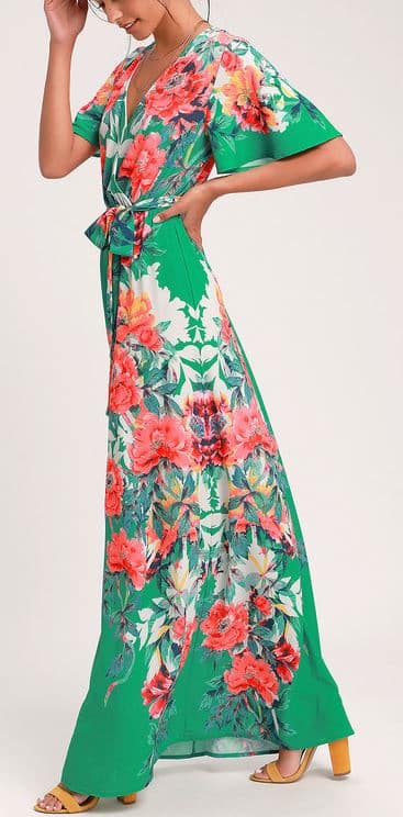 Still In Paradise Green Floral Print Maxi Dress