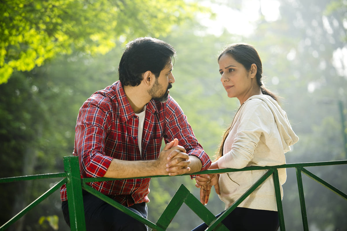 Couple having serious conversation