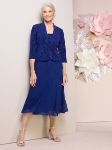 Drapers and Damons Alex Evenings Soft Spring Special Occasion Knit Jacket Dress