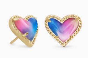 Ari heart gold stud earrings, $48