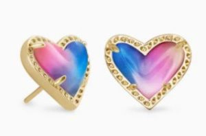 Ari heart gold stud earrings, $48