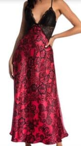 V-Neck Sleeveless Lace Satin Printed Nightgown