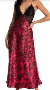 V-Neck Sleeveless Lace Satin Printed Nightgown