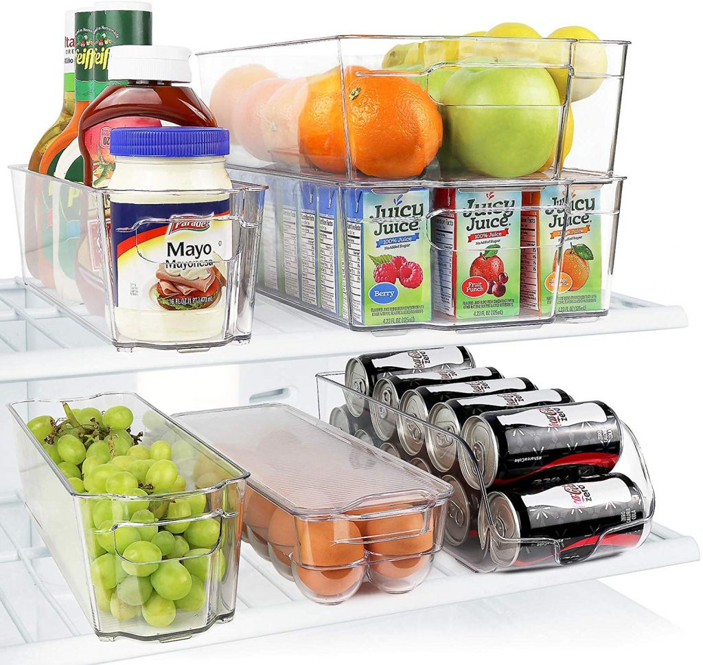 Greenco GRC0250 Fridge Bins, Stackable Storage Organizer Containers with Handles
