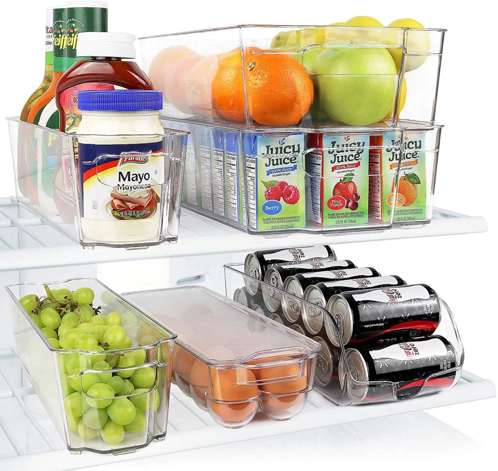 Greenco GRC0250 Fridge Bins, Stackable Storage Organizer Containers with Handles