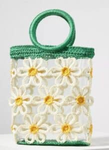 Green Daisy Crochet Mini Tote