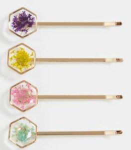 ASOS DESIGN pack of 4 hair clips in trapped flower design
