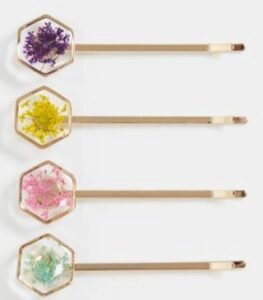 ASOS DESIGN pack of 4 hair clips in trapped flower design
