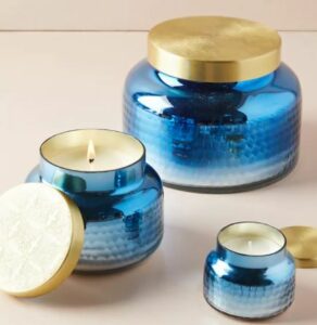 Capri Blue Ombre Faceted Glass Jar Candle