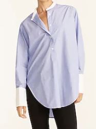 JCREW Relaxed-fit collarless end-on-end cotton tunic shirt
