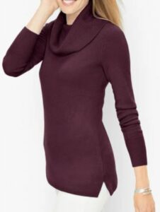 Talbots Cashmere Cowlneck Tunic Pullover