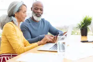 Couple calculating finances